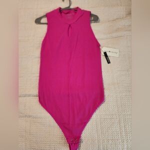 Eye Candy Barbie Pink Magenta Sleeveless Bodysuit Thong Snap Crotch Size Large
